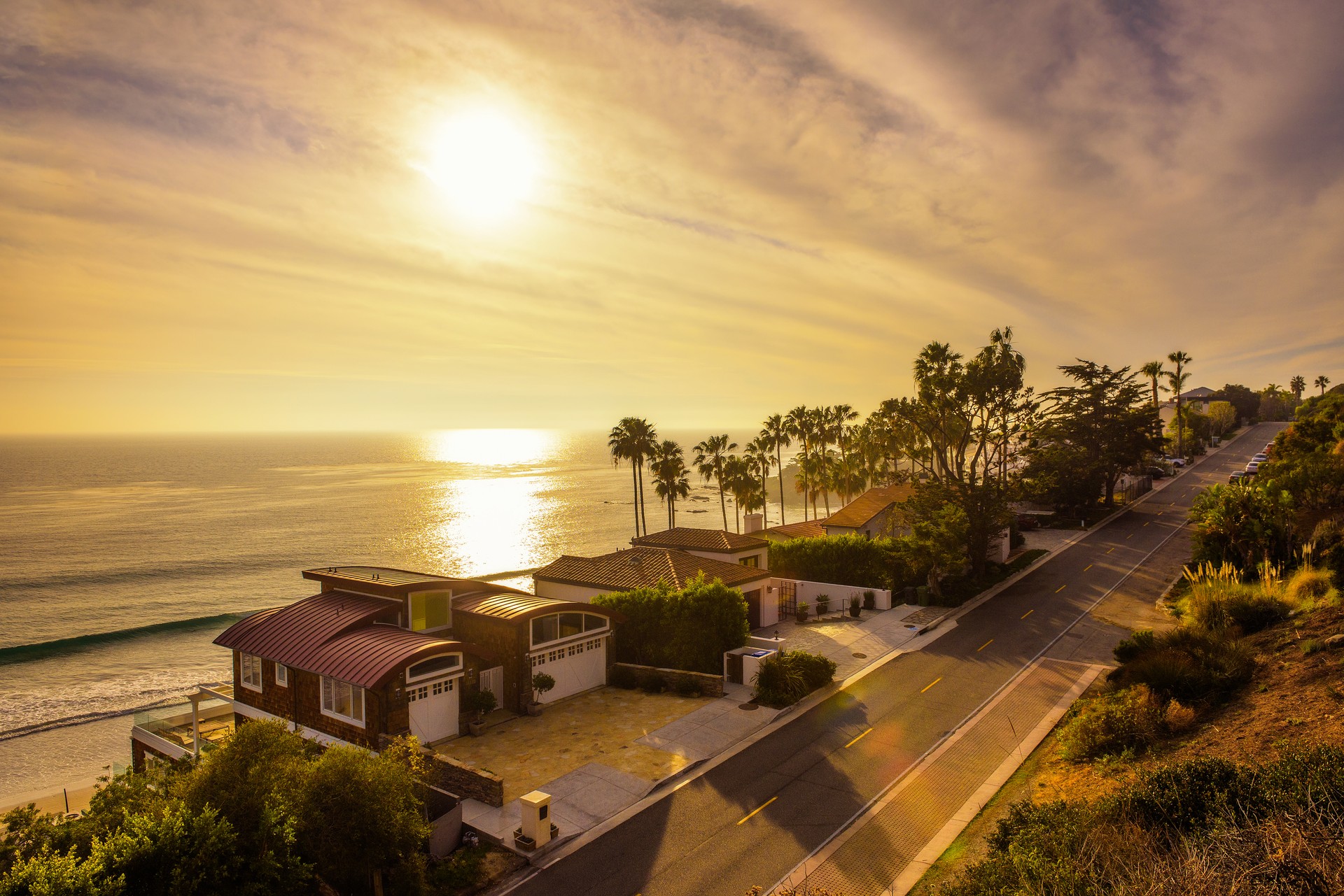 Oceanfront homes of Malibu beach in California